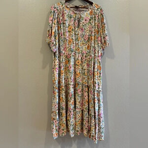 Who What Wear Floral Midi Dress - Multicolor